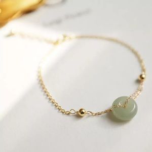 2/$40🔥18k gold over sterling silver jade bracelet